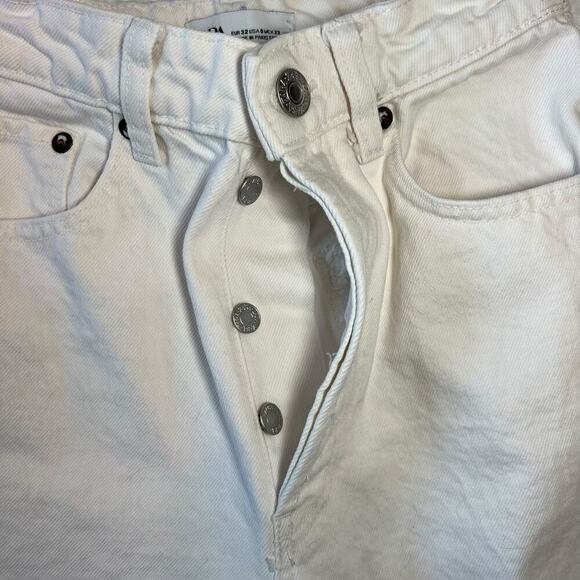 Zara High Waisted White Straight Leg Ankle Jeans Size 0 - Picture 3 of 7